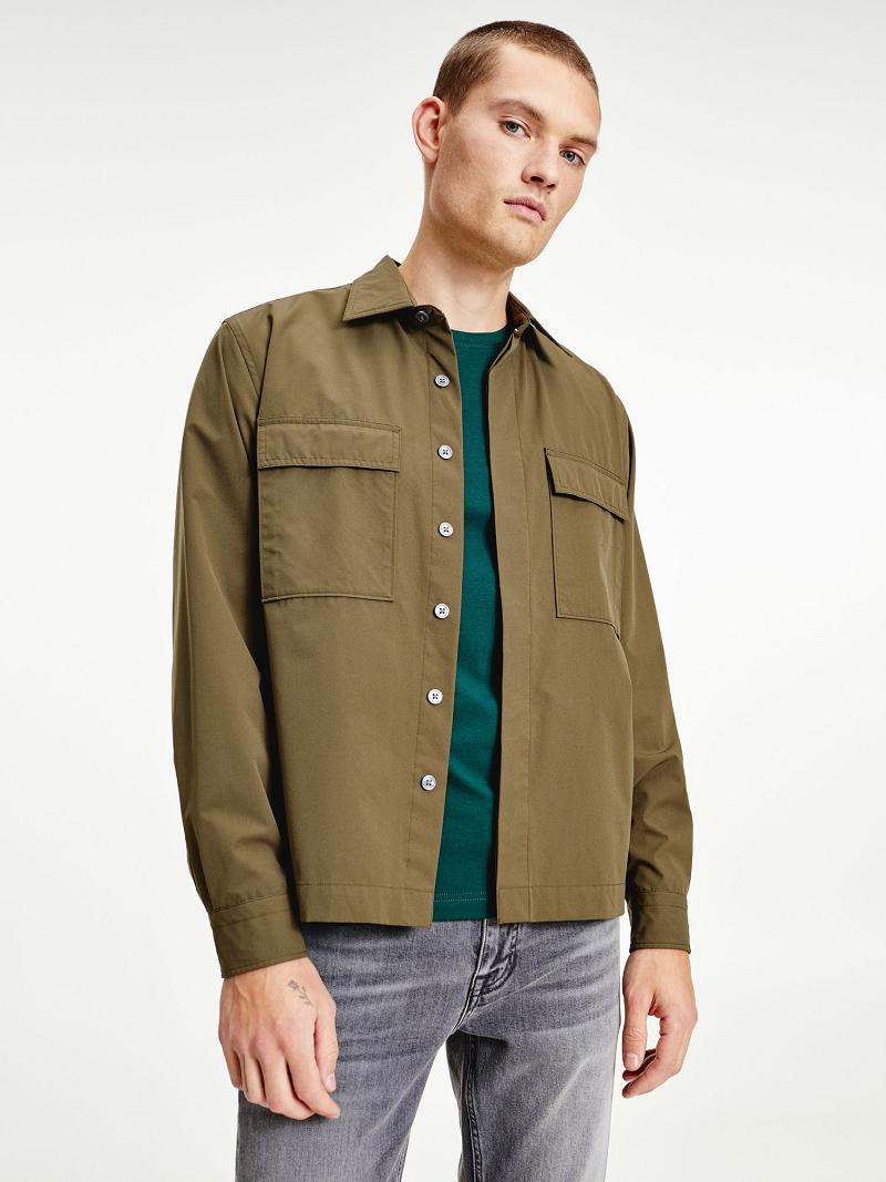 Férfi Tommy Hilfiger Solid utility overshirt Ingek Zöld | HU 1066DFM